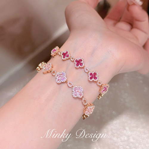 Minky「滨海漫游」轻奢四叶草锆石手链温柔显白手串精致生日礼物