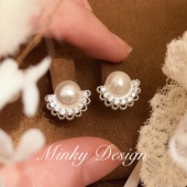 「午后巴黎」简约珍珠耳钉气质耳环硅胶耳夹无耳洞小众精致耳饰女