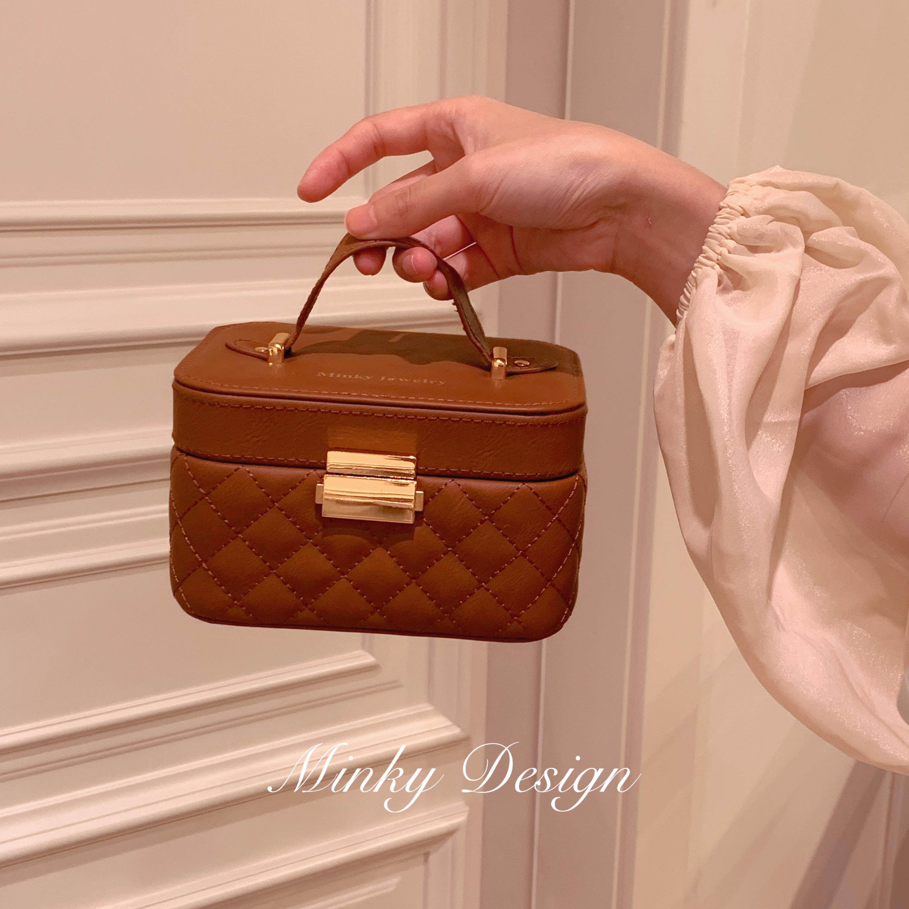 「珍匣手提包」原创便携双层手提首饰盒项链耳饰盒时尚收纳盒旅行