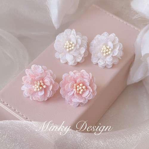 Minky「春序花信」少女心耳钉蚊香盘耳夹无耳洞度假耳环花朵耳饰
