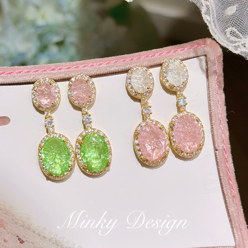 Minky「风雅韵」气质锆石耳饰蚊香盘耳夹无耳洞小众高级耳钉耳环