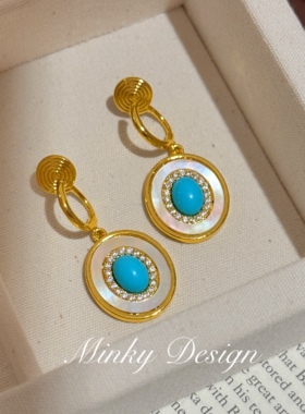 「蓝楹语」蓝色复古蚊香盘耳夹无耳洞耳钉民族风耳夹耳环气质耳饰