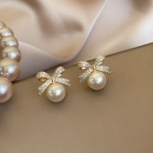 「豪门千金」金色百搭珍珠耳饰蚊香盘耳夹甜美无耳洞耳钉气质耳环