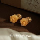 「玫瑰莉莉安」金色玫瑰花耳钉蚊香盘耳夹无耳洞气质款 耳环耳饰女