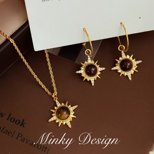 「星芒虎耀」美拉德星芒套装耳环项链耳坠蚊香盘耳夹无耳洞女耳钉