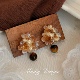 「花漾虎睛」秋冬高级感花朵耳钉蚊香盘耳夹无耳洞虎眼石耳环耳饰