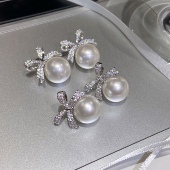 「年华」施家珍珠蝴蝶结耳环蚊香盘耳夹耳钉女轻奢气质款 甜美耳饰
