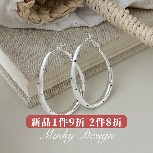 Minky「波点女主」波点大圈耳饰蚊香盘耳夹无耳洞气质耳钉耳环女