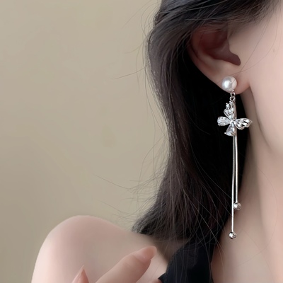 「重生蝶梦」精致蝴蝶流苏耳钉蚊香盘耳夹无耳洞显脸小耳环耳饰女