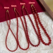 「忆相思」好佩戴 高级天然红玛瑙磁吸项链女国风锁骨链颈链显白