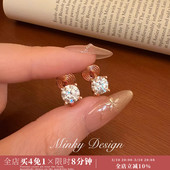 「佐伊」爆闪一克拉莫桑钻耳钉无痛蚊香盘耳夹女无耳洞耳饰耳环