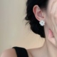 「霜穗」韩系太阳花几何珍珠耳饰蚊香盘耳夹气质款 耳钉银独特耳环