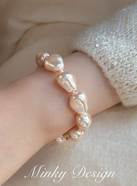 「异形珠韵」人造巴洛克珍珠手链ins小众设计精致手饰女磁吸手串