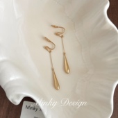 「油画棒」长款 耳钉耳饰 简约水滴哑金色蚊香盘耳夹女无耳洞气质款