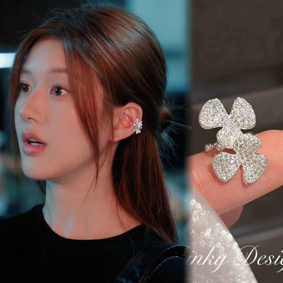 「慵懒定格」许我耀眼赵露思同款花朵耳饰甜美耳骨夹耳夹无耳洞女