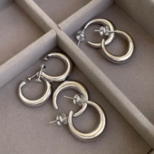 「周末小记」许我耀眼同款 耳环简约小素圈耳圈女蚊香盘耳夹无耳洞