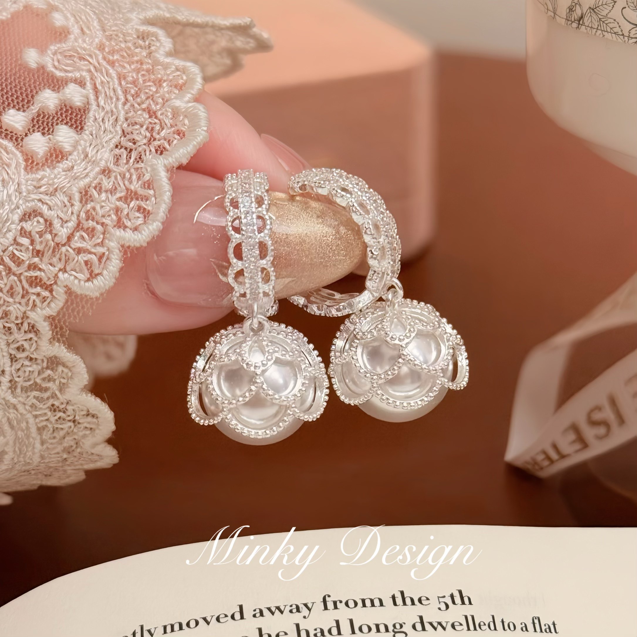 「蕾丝珠语」漂亮珍珠耳钉蕾丝花边耳饰蚊香盘耳夹无耳洞百搭耳环,饰品/流行首饰/时尚饰品新,耳夹,淘宝优惠券,粉丝福利购,淘宝优惠卷