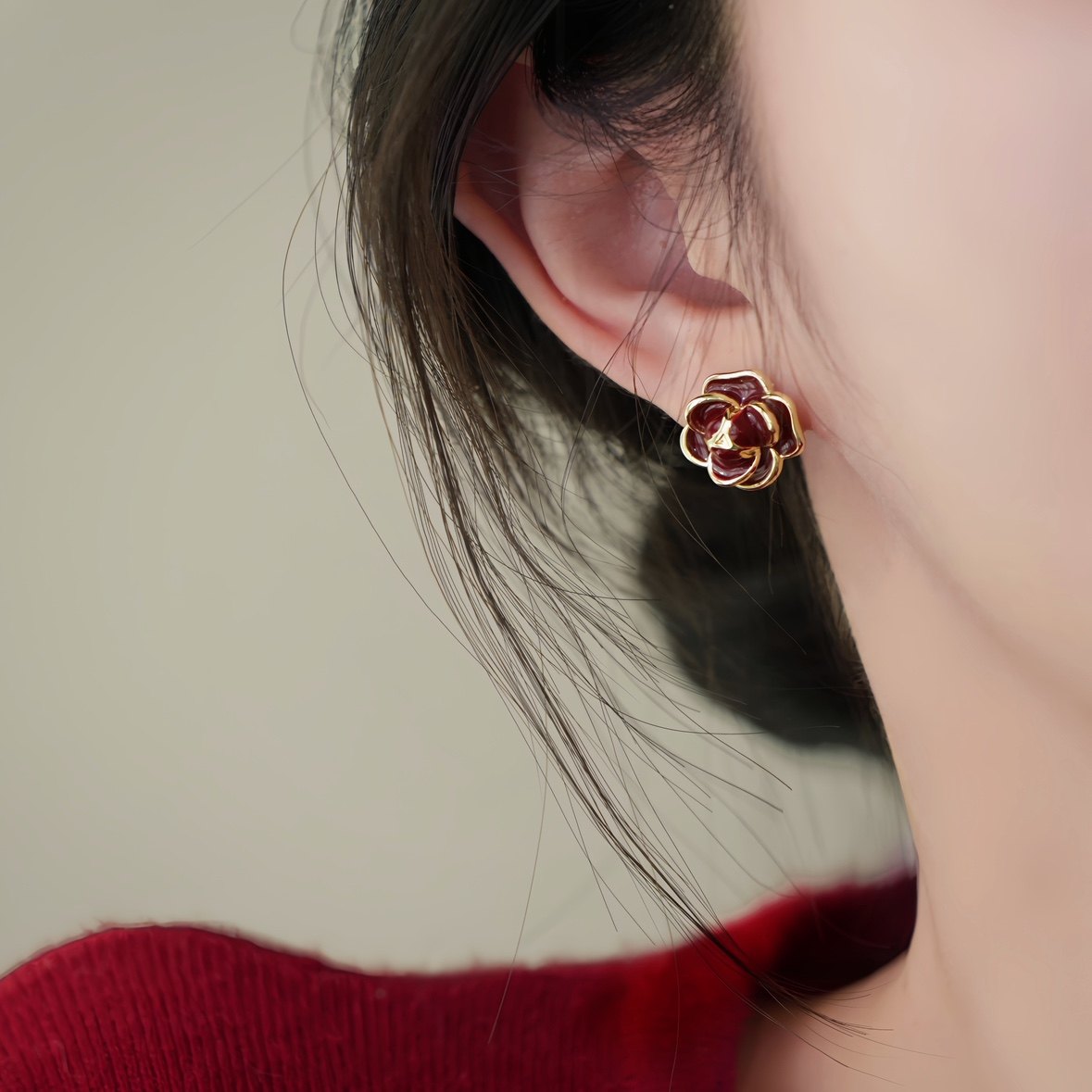「干枯玫瑰」安可拉红气质山茶花耳饰蚊香盘耳夹女无耳洞秋冬耳环,饰品/流行首饰/时尚饰品新,耳夹,淘宝优惠券,粉丝福利购,淘宝优惠卷