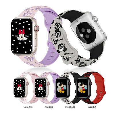 双色米奇硅胶蝴蝶扣手表表带