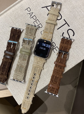 苹果Apple Watch11智能手表表带适用S9876543SEUltra格子毛绒真皮