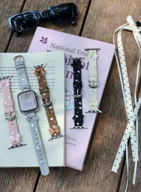 苹果Apple Watch11手表带适用S109876543SEUltra烫金牛仔纹蝴蝶结