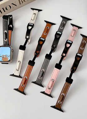 苹果apple watch10手表表带适用S9876543SEUltra瘦身真皮串皮磁吸