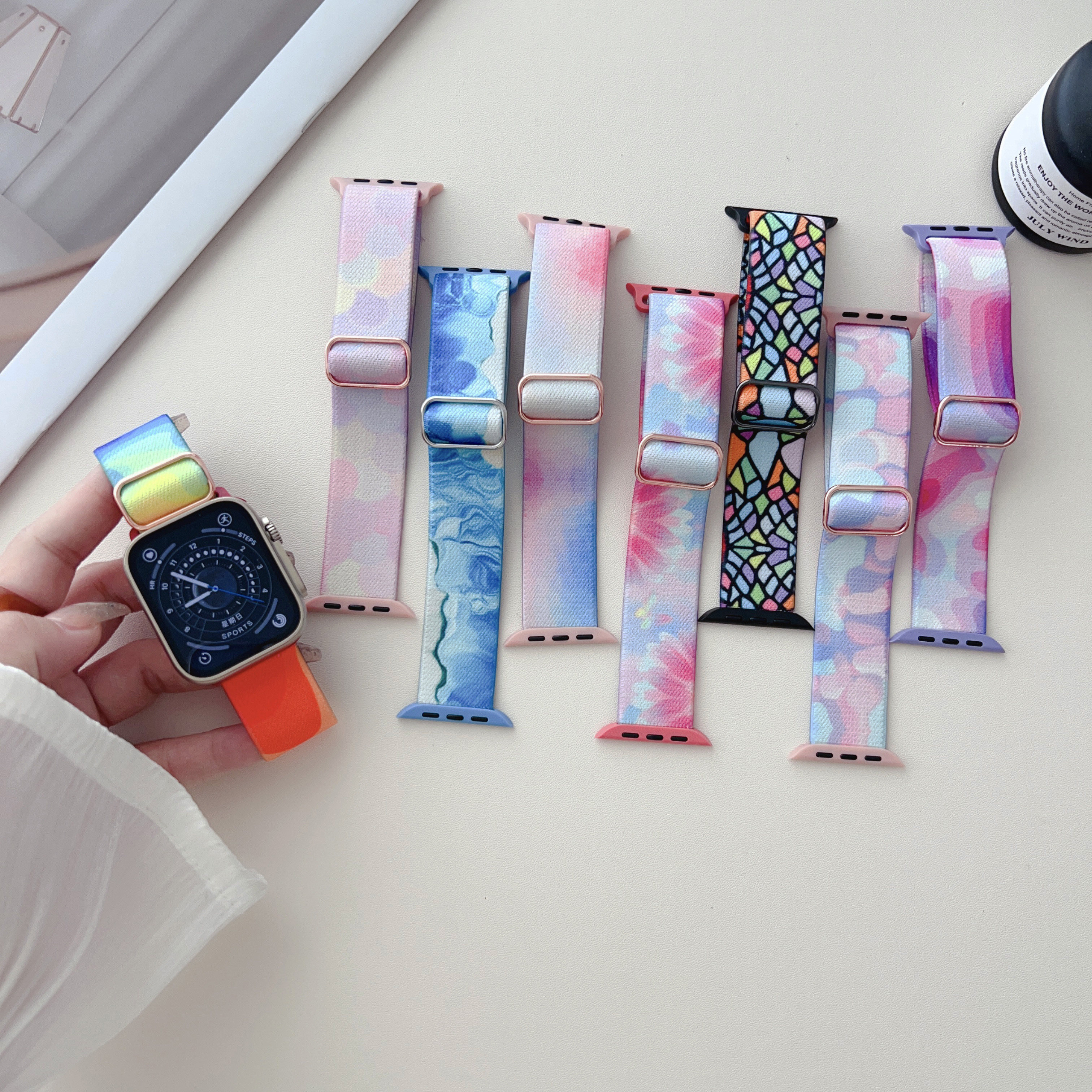 苹果apple watch11手表表带适用S1098765SEUltra绘画自然色彩编织