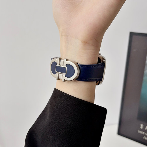 苹果Apple Watch11手表表带适用S10987654321新时尚真皮双G磁吸扣