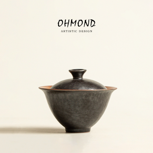 OHMOND | 黑志野烧二才盖碗 陶瓷复古泡茶家用中式一人饮礼盒茶具