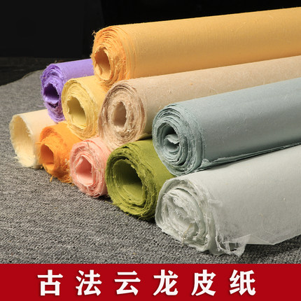 云龙皮纸纯手工半生半熟宣纸四尺国画写意国展投稿书法作品专用纸