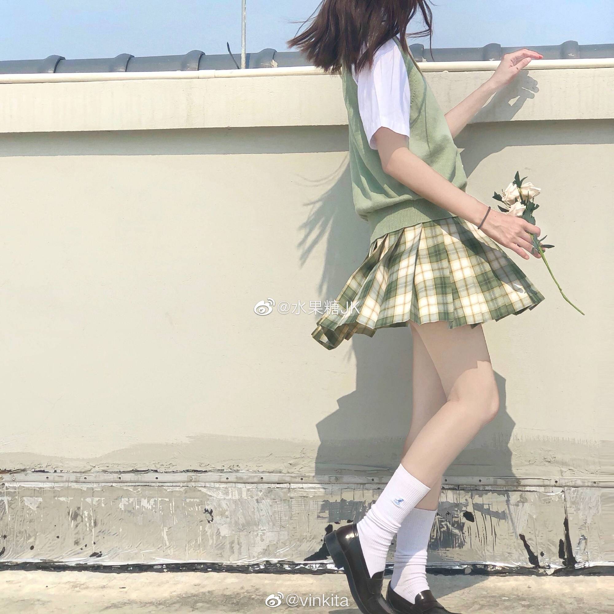 水果糖JK制服屋《抹茶威化》包邮现货原创设计夏季绿清新女装格裙