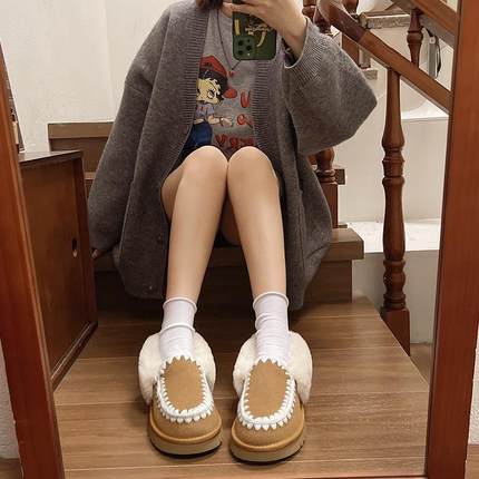 厚底雪地靴女2024冬季新款加绒加厚保暖休闲时尚舒适百搭雪地靴