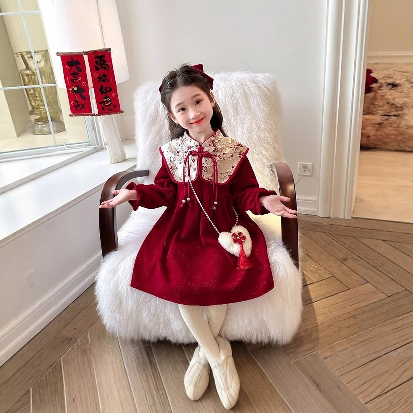 女童连衣裙秋冬装红色儿童中国风宝宝新年过年拜年服冬季梅花裙子,童装/婴儿装/亲子装,套装,淘宝优惠券,粉丝福利购,淘宝优惠卷