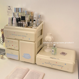 高颜值桌面收纳盒家用梳妆台学生宿舍抽屉式多层化妆品收纳置物架