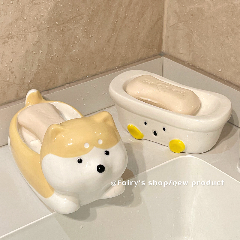 萌萌可爱柴犬陶瓷肥皂盒