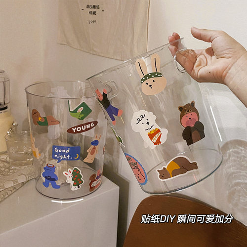 ins风透明桌面垃圾桶可爱高颜值