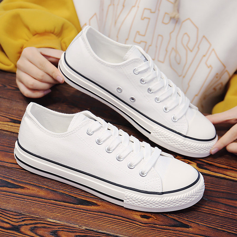 环球基础款帆布鞋女韩版百搭舒适低帮板鞋透气休闲鞋学院风平底鞋