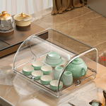 茶具收纳盒带盖防尘透明茶几桌面茶叶茶杯整理存放功夫茶壶置物架