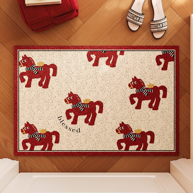 2026马年喜庆入户门地垫丝圈家用玄关防滑可裁剪脚垫刮泥蹭土门垫,居家布艺,家用脚垫,淘宝优惠券,粉丝福利购,淘宝优惠卷