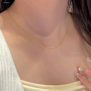 链子无吊坠锁骨蛇骨颈链百搭极细素链项链女士18K金
