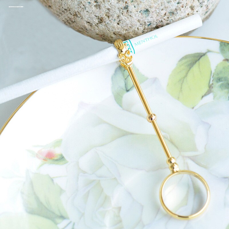 可爱设计情侣抽烟夹烟指环哑金哑银防手指熏黄烟托