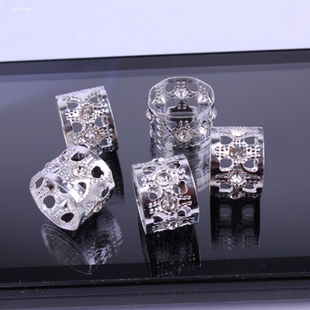 假发脏辫饰品接发环接发扣 金属镂空爱心带镶钻发环发扣 头饰发圈