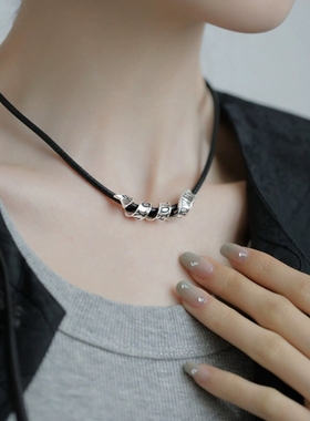 黑色缎带信念项链女时尚小众个性项圈颈链配饰