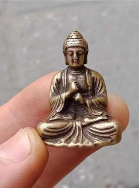 古玩铜器铜佛像实心足铜菩提达摩祖师铜像摆件古法工艺复古包浆