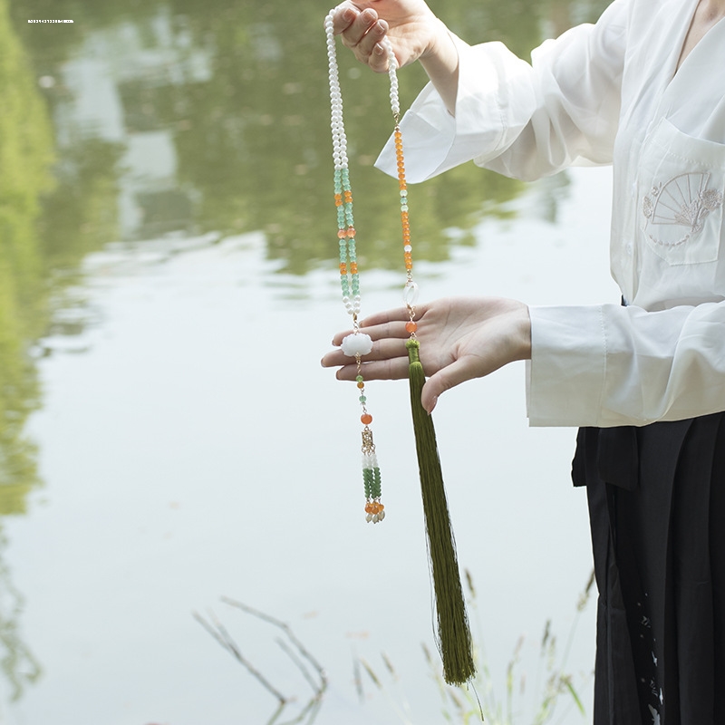 古风汉服超长流苏软璎珞日常复古百搭明制项链项圈镀金璎珞配饰