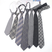 学生男手打 饰日系学院风懒人免打领结女款 jk黑色灰色领带衬衫 装