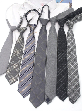 jk黑色灰色领带衬衫装饰日系学院风懒人免打领结女款学生男手打