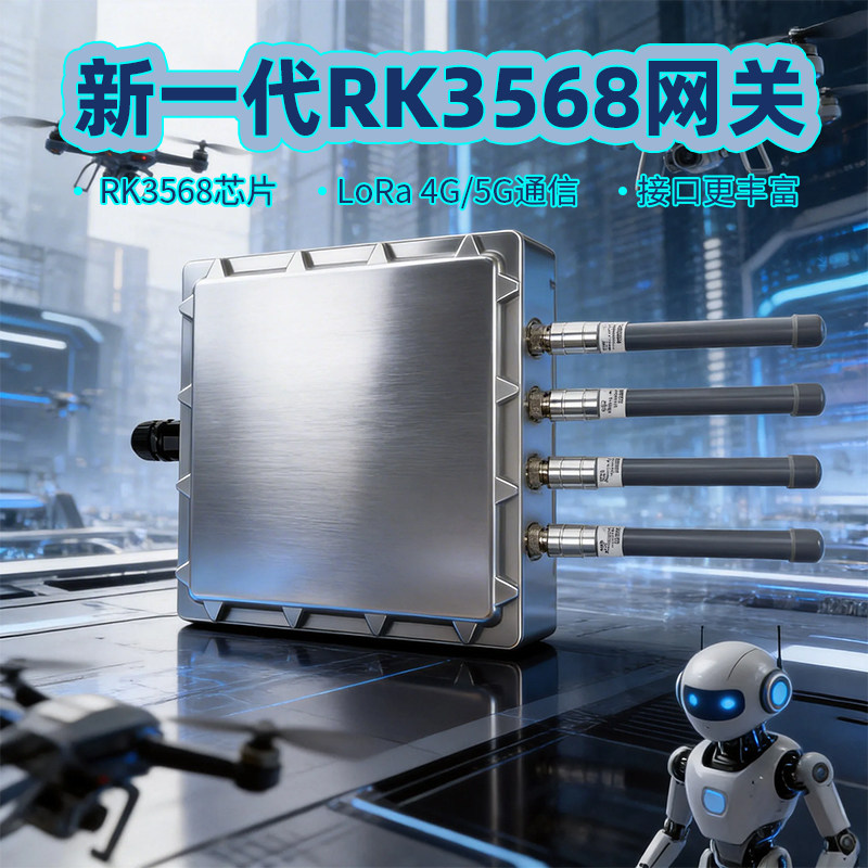 芮捷3568多功能LoRa网关多通道千兆网口IP67蓝牙HDMI图视频485