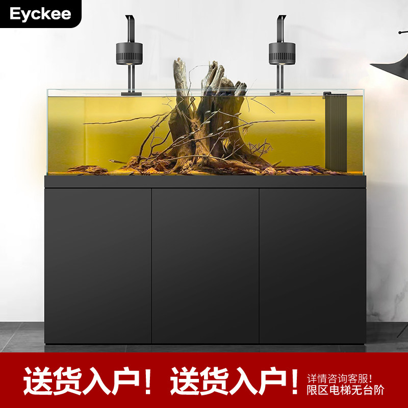 溪流缸天然鹅卵石原生南美黑水缸创意造景三湖慈鲷生态鱼缸水族箱