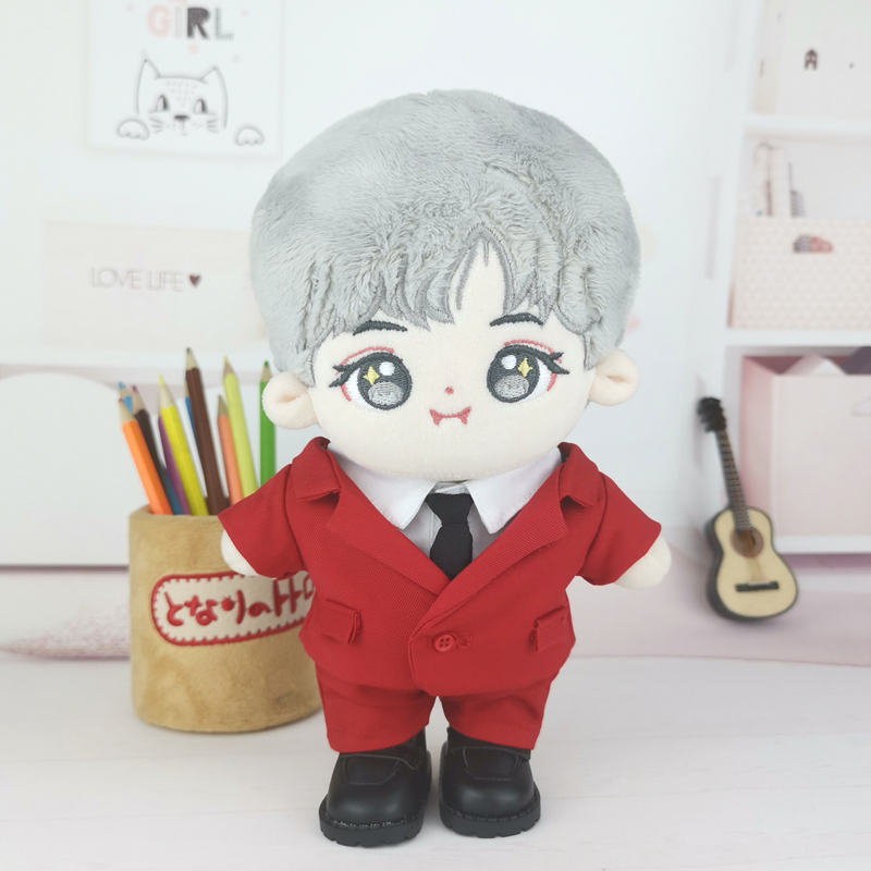 20cm棉花娃娃公仔红色西装娃衣